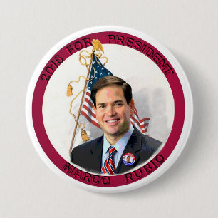 Chapa Redonda De 7 Cm Marco Rubio para el presidente en 2016