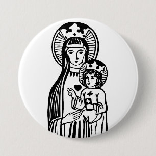 Chapa Redonda De 7 Cm María y Jesús