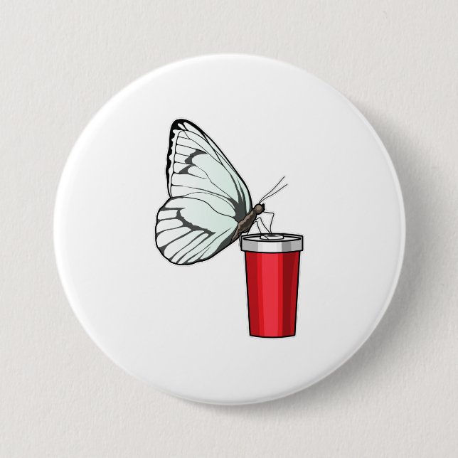 Chapa Redonda De 7 Cm Mariposa Beber Mug (Anverso)