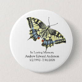 Chapa Redonda De 7 Cm Mariposa conmemorativa personalizada en memoria am