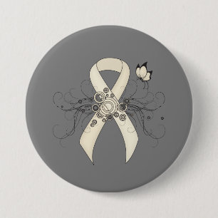 Chapa Redonda De 7 Cm Mariposa Pearl Awareness Ribbon