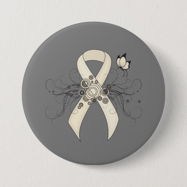 Chapa Redonda De 7 Cm Mariposa Pearl Awareness Ribbon (Anverso)
