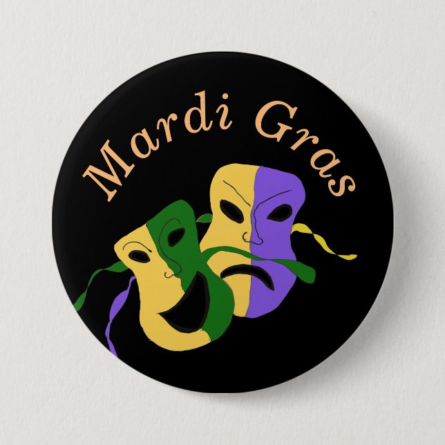 Chapa Redonda De 7 Cm Máscara de Mardi Gras (Anverso)