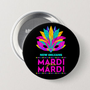 Chapa Redonda De 7 Cm Máscara de Mardi Gras de Nueva Orleans
