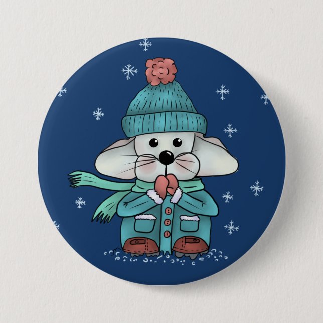 Chapa Redonda De 7 Cm Maus im Schnee (Anverso)