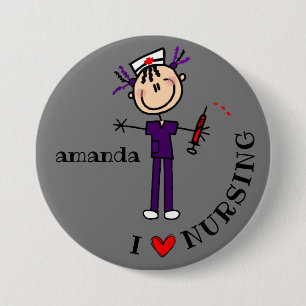 Chapa Redonda De 7 Cm Me encanta el nombre personalizado de la Enfermer