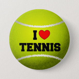 Chapa Redonda De 7 Cm Me encanta el tenis - la pelota de tenis - el césp