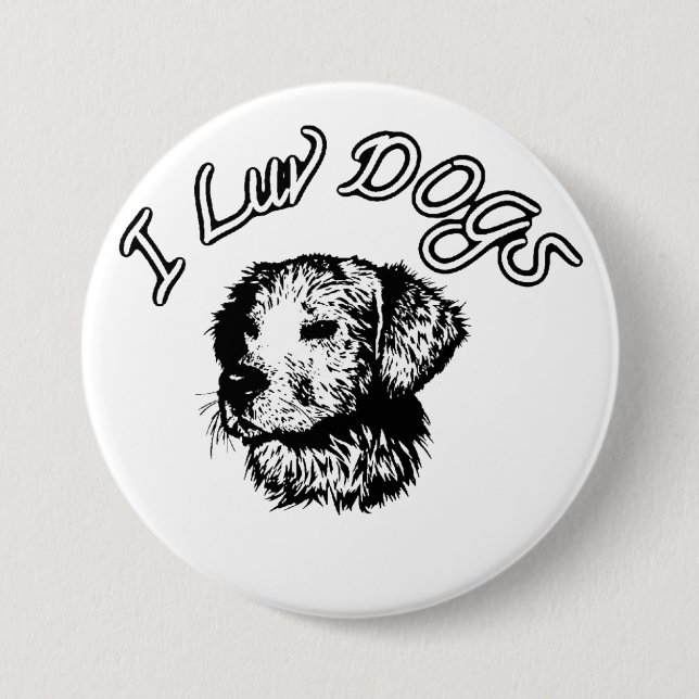 Chapa Redonda De 7 Cm " Me encantan los perros " (Anverso)