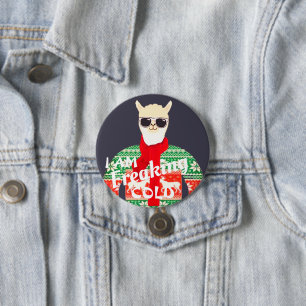 Chapa Redonda De 7 Cm ¡Me estoy helando! Funny Navidades Llama Design