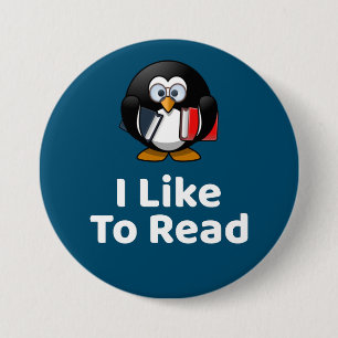 Chapa Redonda De 7 Cm Me Gusta Leer Lecturas Graciosas De Pingüino