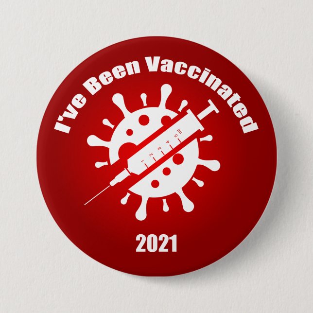 Chapa Redonda De 7 Cm Me han vacunado de rojo (Anverso)