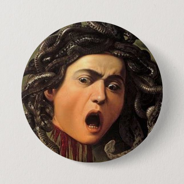 Chapa Redonda De 7 Cm Medusa Head De Caravaggio (Anverso)