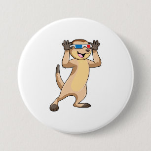 Chapa Redonda De 7 Cm Meerkat con gafas