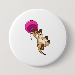 Chapa Redonda De 7 Cm Meerkat con globo