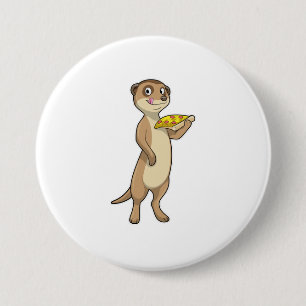 Chapa Redonda De 7 Cm Meerkat con pizza