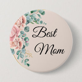 Chapa Redonda De 7 Cm Mejor mamá rosa floral