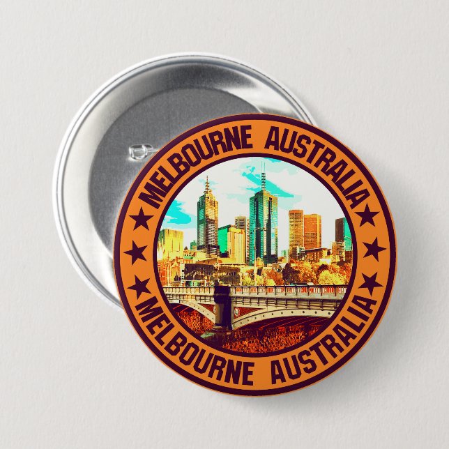Chapa Redonda De 7 Cm Melbourne (Anverso y reverso)
