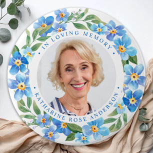 Chapa Redonda De 7 Cm Memorial de la foto del Personalizado floral olvid