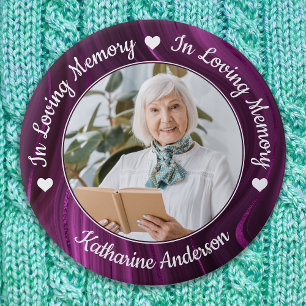 Chapa Redonda De 7 Cm Memorial morado de Personalizado de la memoria amo