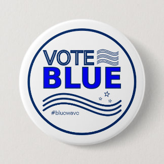 Chapa Redonda De 7 Cm Mensaje de la campaña electoral política azul