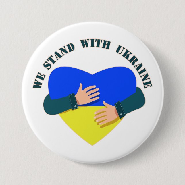 Chapa Redonda De 7 Cm Mensaje inspirador Estamos con Ucrania (Anverso)