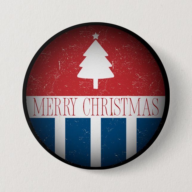 Chapa Redonda De 7 Cm Merry Christmas Retro Patriotic  (Anverso)