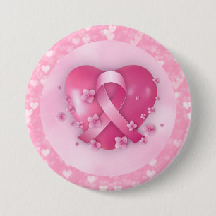 Chapa Redonda De 7 Cm Mes de Conciencia sobre el Cáncer de Mama Corazón