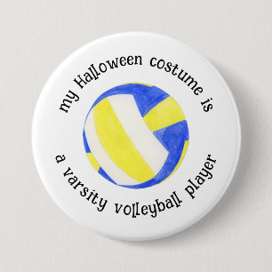 Chapa Redonda De 7 Cm Mi disfraz de Halloween es un jugador de voleibol,