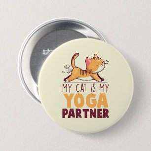 Chapa Redonda De 7 Cm Mi gato es mi compañero de yoga
