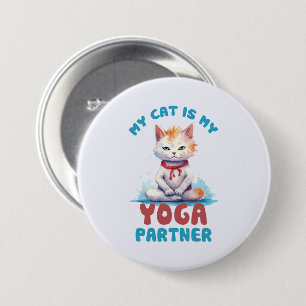 Chapa Redonda De 7 Cm Mi Gato Es Mi Socio De Yoga (2)