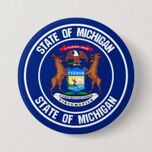 Chapa Redonda De 7 Cm Michigan Round Emblem