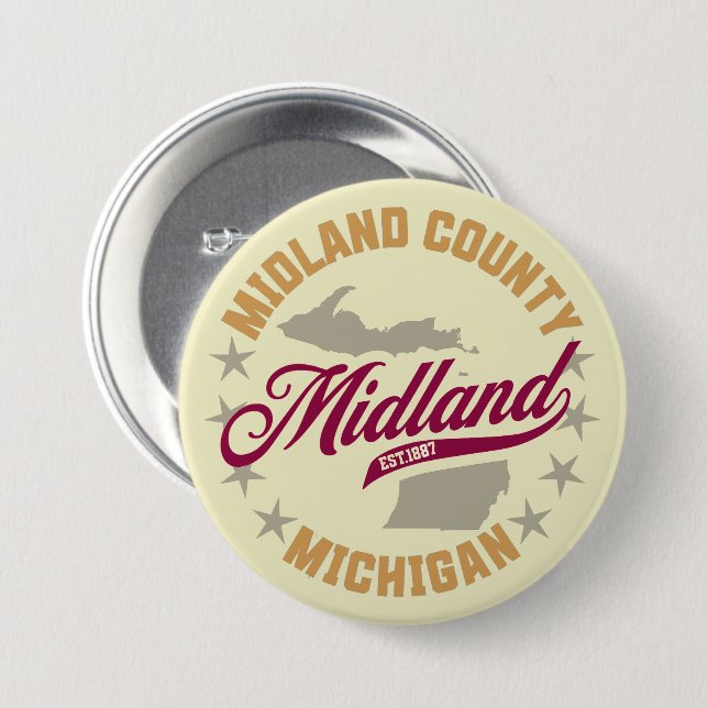 Chapa Redonda De 7 Cm Midland, Michigan (Anverso y reverso)