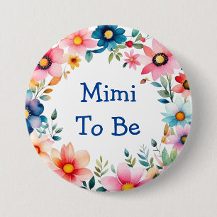 Chapa Redonda De 7 Cm Mimi floral rosa y azul para ser Baby Shower
