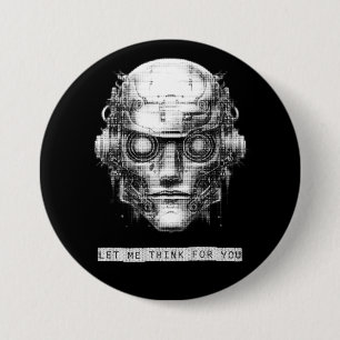 Chapa Redonda De 7 Cm Mind Control Cyberpunk Robot
