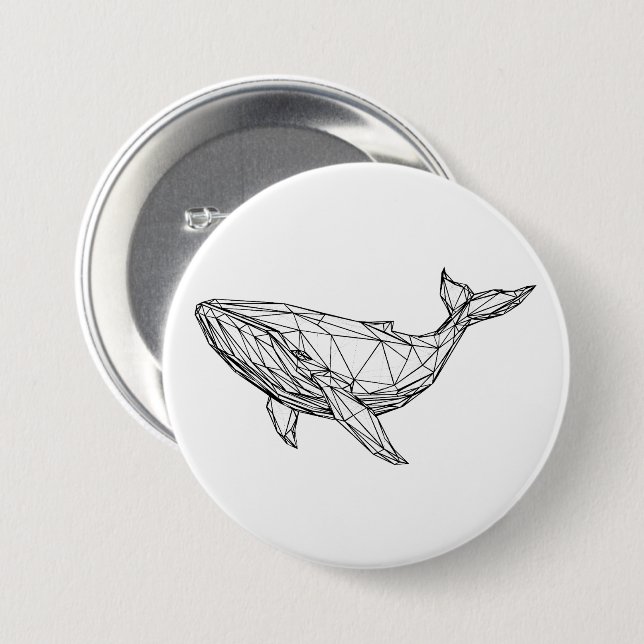 Chapa Redonda De 7 Cm Minimalist Geometric Whale Button (Anverso y reverso)