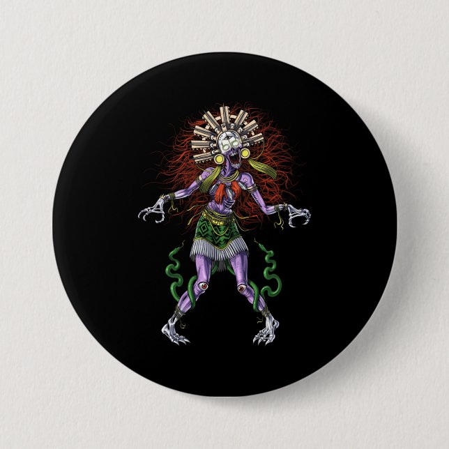 Chapa Redonda De 7 Cm Mitología azteca Deity Tzitzimitl (Anverso)