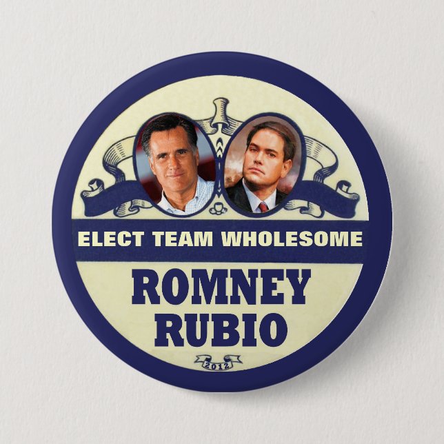 Chapa Redonda De 7 Cm Mitt Romney / Marco Rubio 2012 (Anverso)