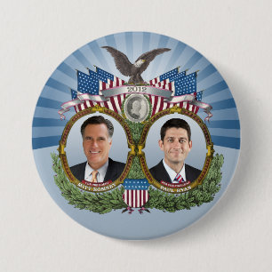 Chapa Redonda De 7 Cm Mitt Romney Paul Ryan Jugate