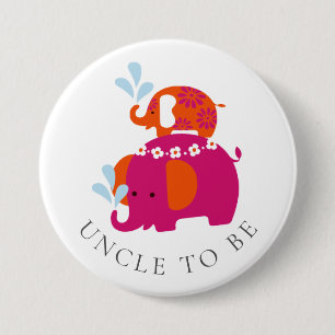 Chapa Redonda De 7 Cm Mod Elephant Baby Shower Uncle to Be