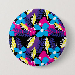 Chapa Redonda De 7 Cm Moda colorida Floral & Dot Patrón con hojas pero