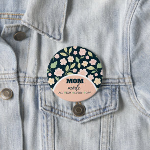 Chapa Redonda De 7 Cm Modern Pink Wildflowers Pattern