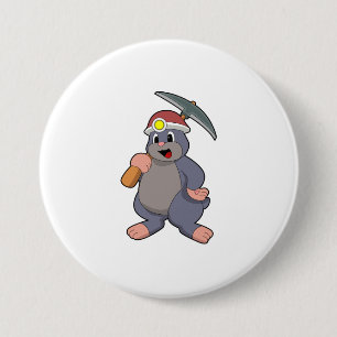 Chapa Redonda De 7 Cm Mole con Pickaxe
