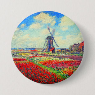 Chapa Redonda De 7 Cm Molino de viento Monet Tulips