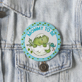 Chapa Redonda De 7 Cm Mommy To Be Cute Hatching Dino Baby Shower Button 