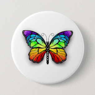 Chapa Redonda De 7 Cm Monarca de mariposa arco iris