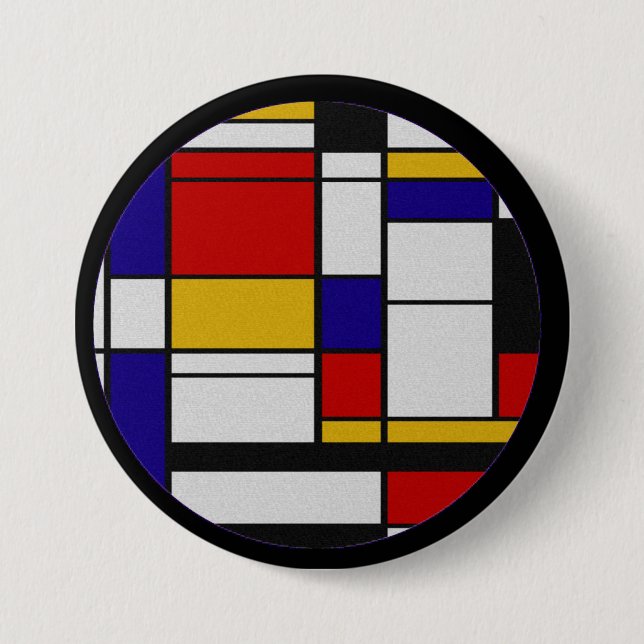 Chapa Redonda De 7 Cm Mondrian de Stijl (Anverso)
