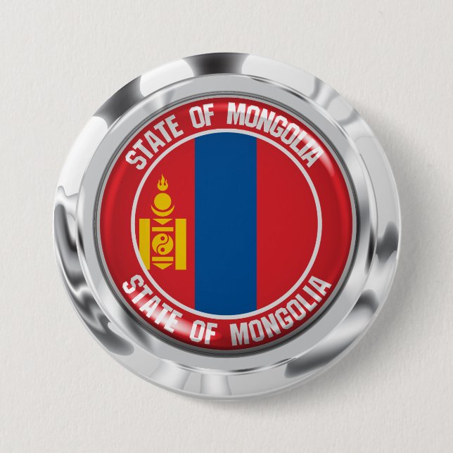 Chapa Redonda De 7 Cm Mongolia redonda Emblema (Anverso)