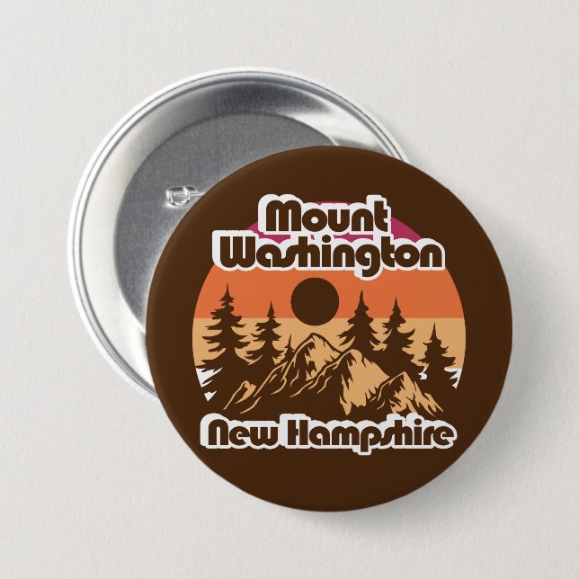 Chapa Redonda De 7 Cm Monte Washington New Hampshire (Anverso y reverso)