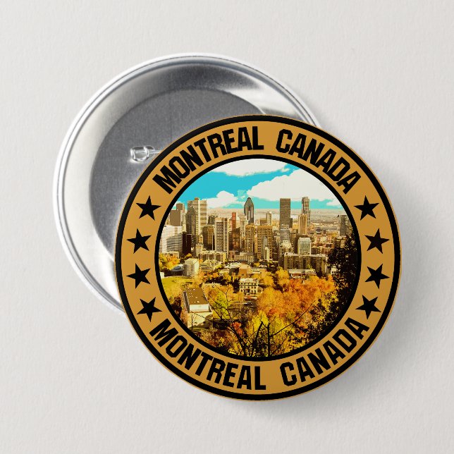 Chapa Redonda De 7 Cm Montreal (Anverso y reverso)