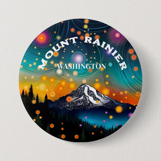 Chapa Redonda De 7 Cm Mt. Rainier Starry Sky (Anverso)